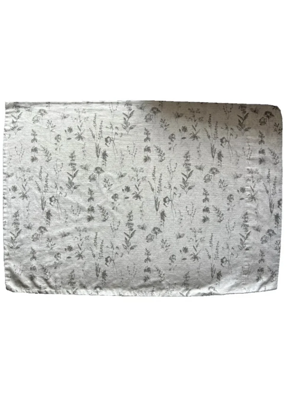 BOTANICAL Pillowcase Pair Standard Size Gray White Script Garden Floral Flowers